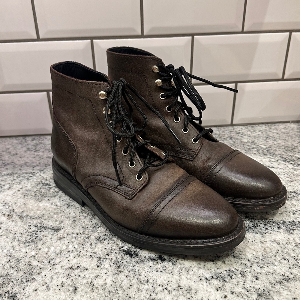 Thursday Boot Co Mens 6.5 Captain Boots Brown Leather Cap Toe Rugged Heritage